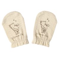 akachan honpo - 新生兒手套-復古小熊維尼-淺卡其色 (長11cmx寬7.5cm)