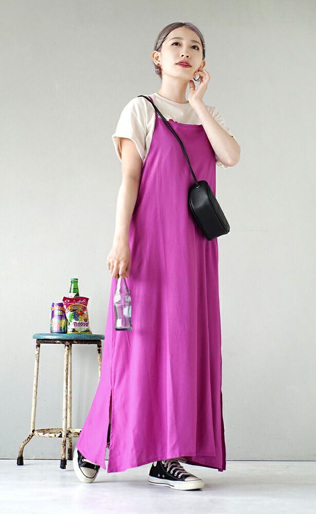 日本 zootie - 涼感機能 後綁帶垂墜感吊帶裙-肉桂棕