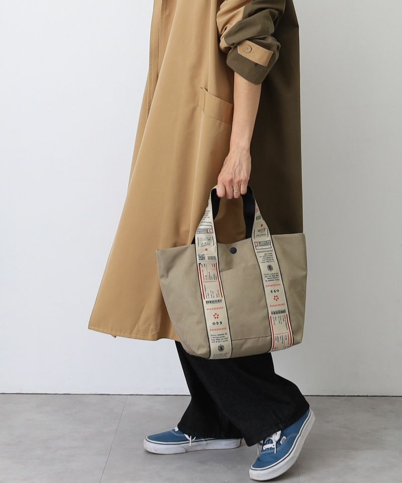 日本 COOCO - 尼龍印花粗帶手提包/托特包-黃 (W24*H26*D14cm)