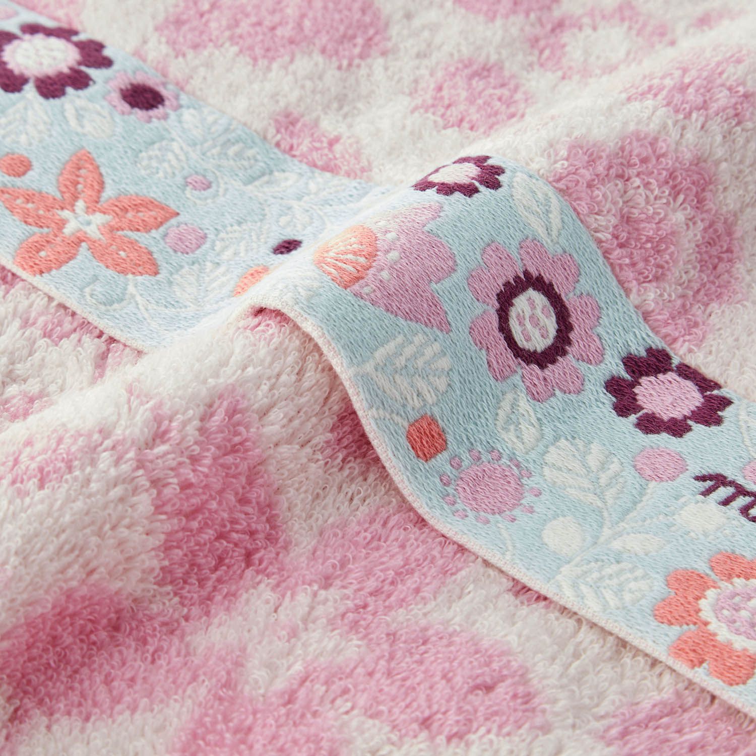 日本千趣會 - mini labo 法式浪漫無燃系純棉長毛巾-鬱金香-藍 (34x80cm)