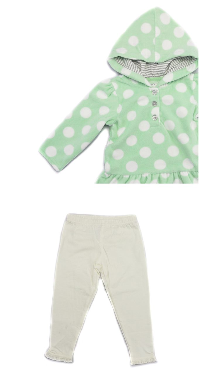 美國 Carter's - 粉嫩圓點洋裝+褲子2件組-綠白