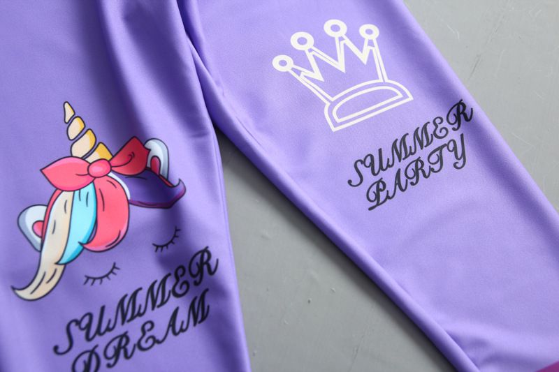 女寶防曬長袖泳裝套裝(附帽子)-夢幻獨角獸-紫色