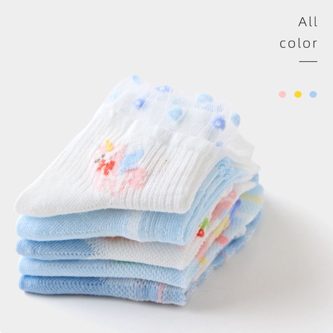 腳ㄚ子 - 幼/兒童透氣網眼襪 童襪 襪子 棉襪 兒童襪-清爽藍花