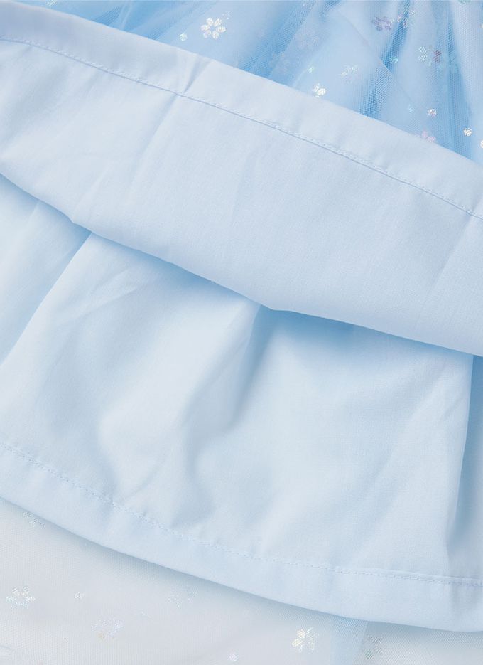 韓國 OZKIZ - (附髮箍)鬆緊腰雪花亮片網紗裙-天空藍