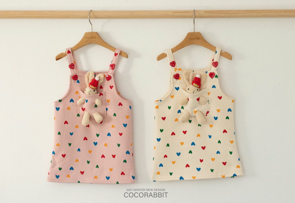 韓國 Coco rabbit - 兔兔口袋娃娃吊帶裙-粉紅