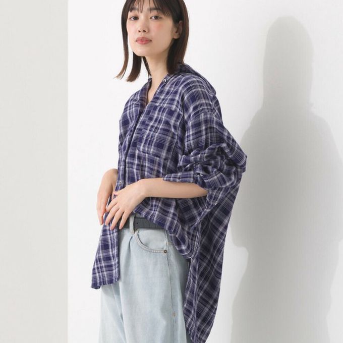 日本 OMNES - 100%印度棉 二重紗簡潔百搭襯衫-白