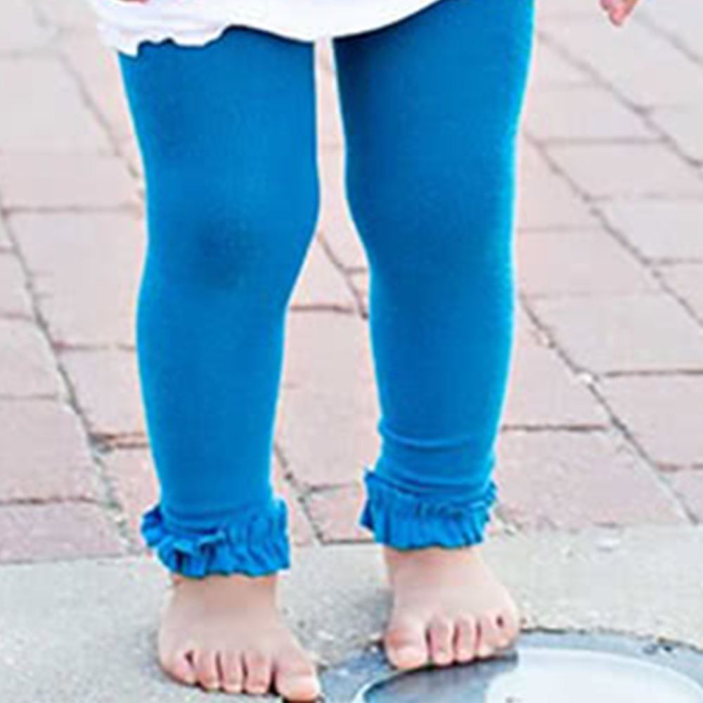 美國 RuffleButts - 小公主甜美荷葉邊內搭褲(襪)-藍色
