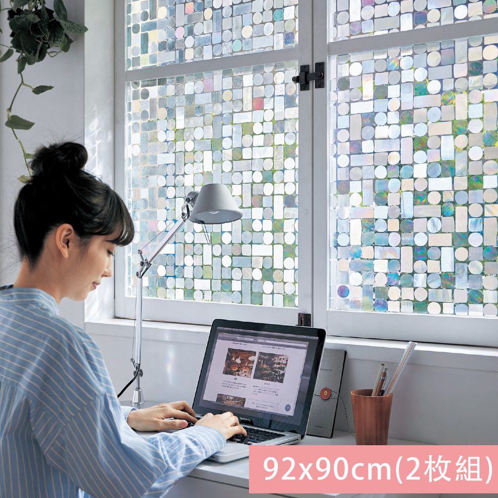 日本千趣會 - 日本製 99%抗UV光影窗貼(靜電式)-幾何圖形 (92x90cm*2枚)
