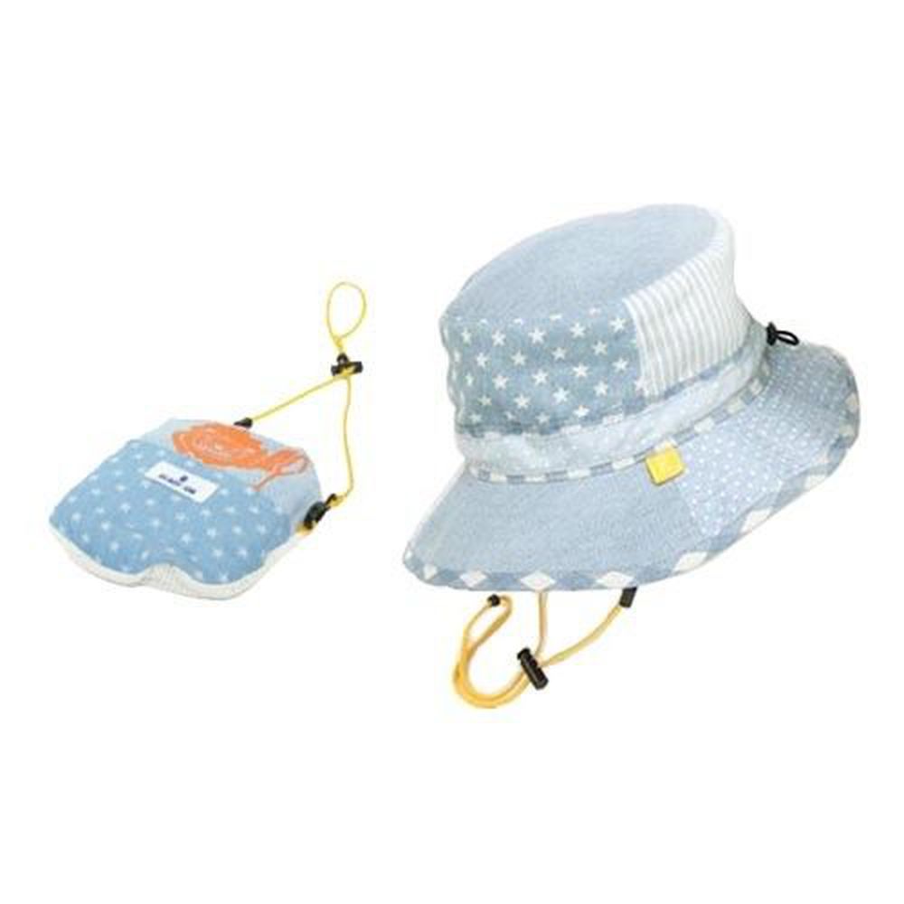 日本BeadyGem - 兒童輕巧收納帽-拼接丹寧(漁夫帽)-淺色星星