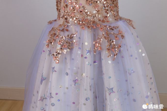 唯美星空卡肩式禮服-拖擺款-紫色