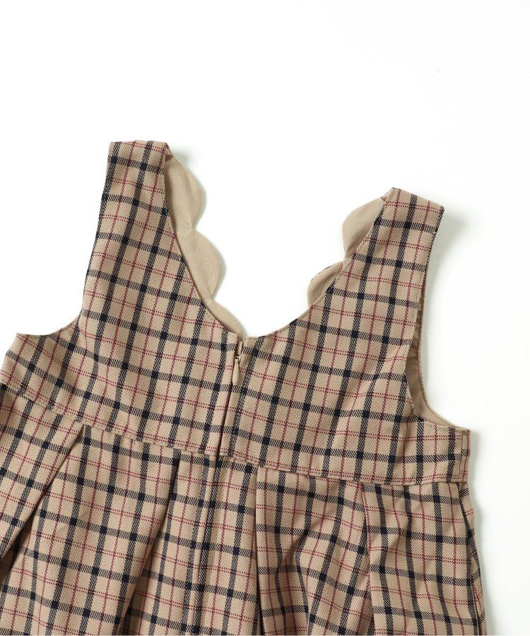 日本 apres les cours - 奢華感2WAY前後穿扇貝邊背心裙-卡其格紋