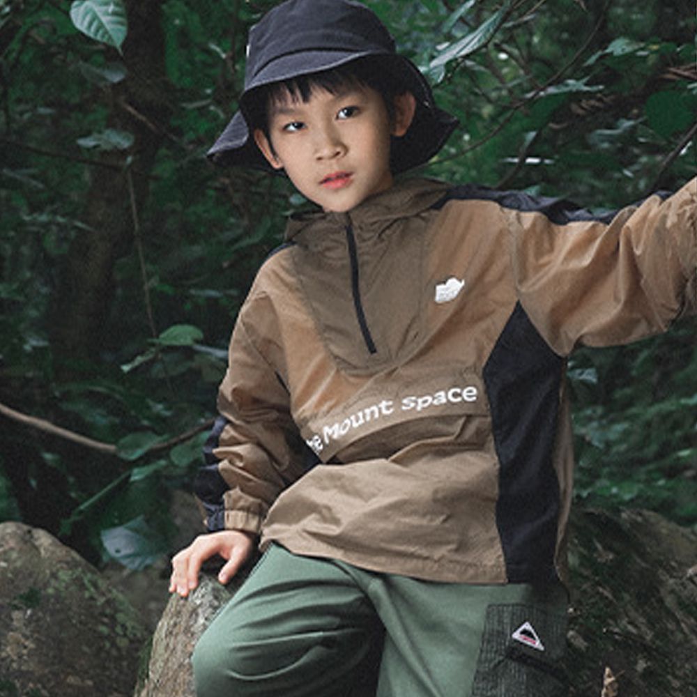 防風速乾半開襟連帽上衣-咖啡