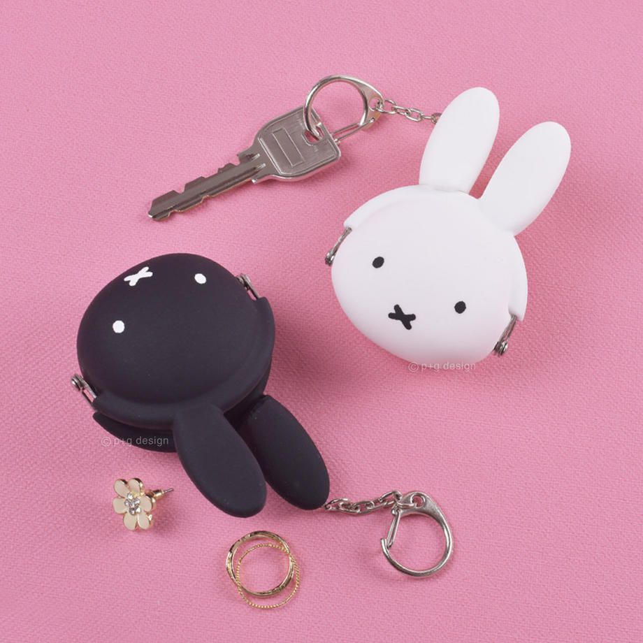 日本P+G design - 迷你米飛造型矽膠口金掛飾-米飛頭-黑