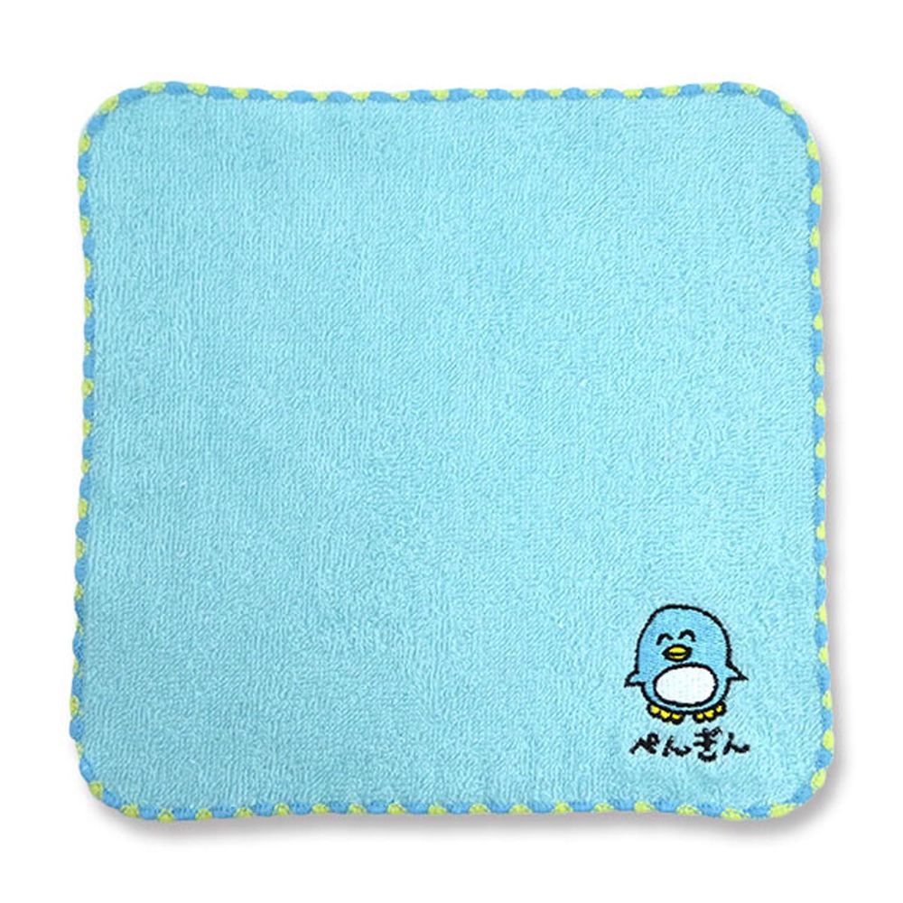 日本 OKUTANI - 童趣插畫小方巾/手帕-企鵝先生-藍 (20x20cm)