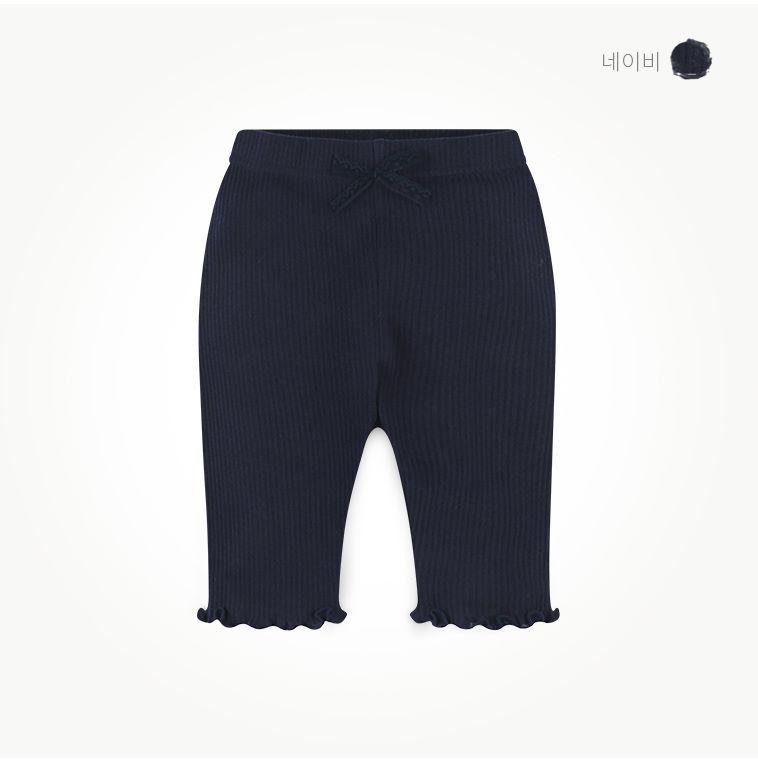 韓國 milk mile - 素色木耳邊五分內搭褲-深藍