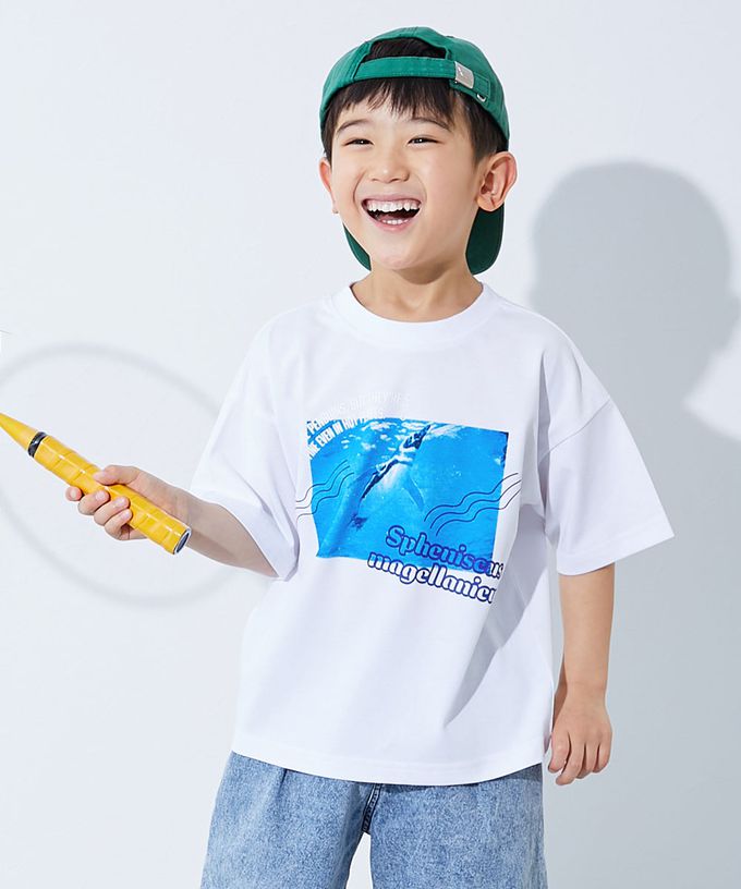 日本 devirock - 接觸涼感 抗UV變色短袖上衣(神戶水族館聯名）-企鵝-冰河綠