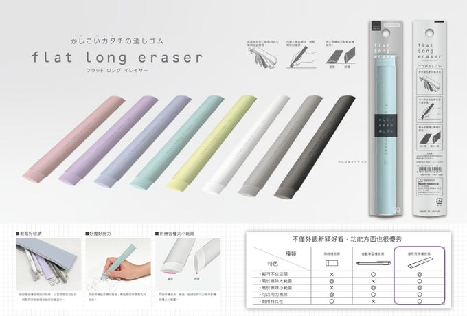 日本 SUN-STAR - 扁形長條橡皮擦-黑