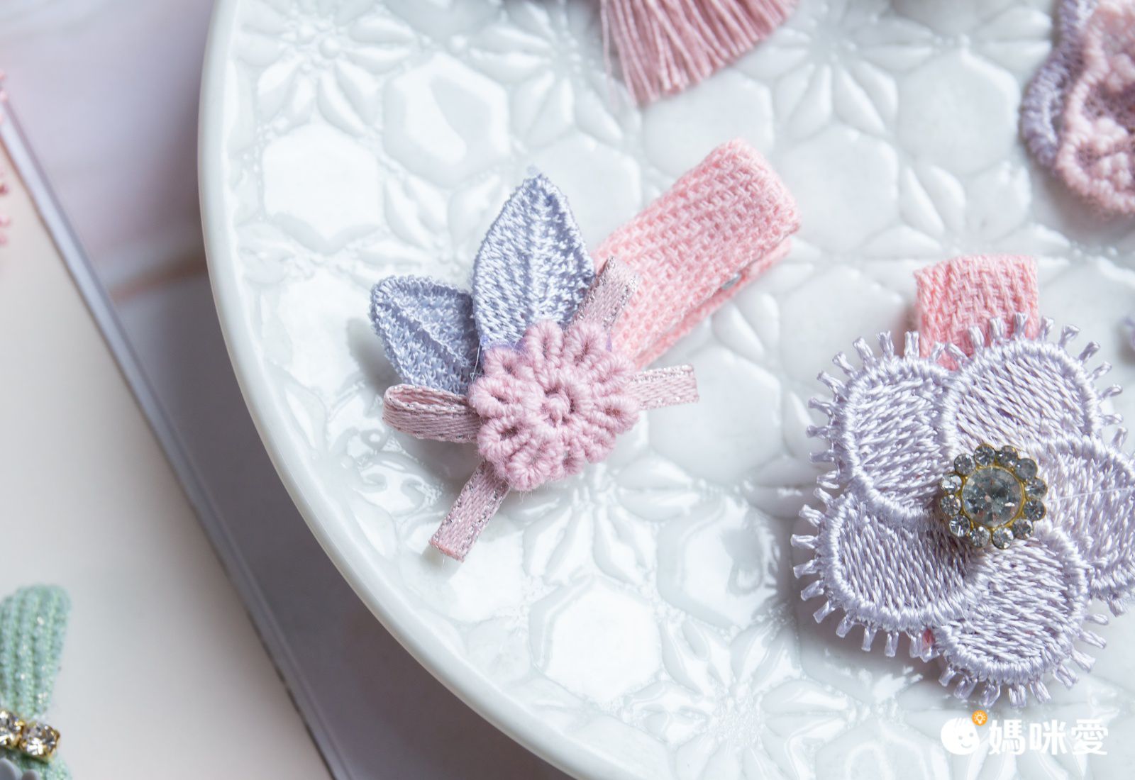 手工拼布蕾絲髮夾-捕夢網 (一組5入)
