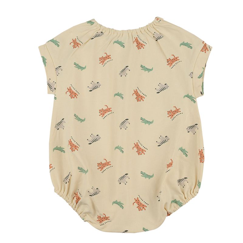 akachan honpo - 短袖外出包屁衣-動物-淺卡其色