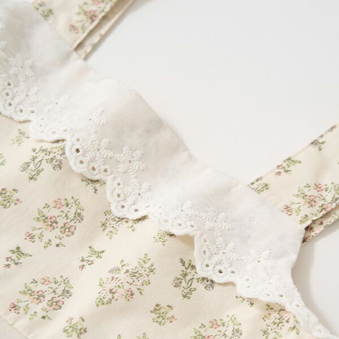 日本 Lycee mine - 100%棉 胸前蕾絲印花吊帶背心-愛心-粉紫