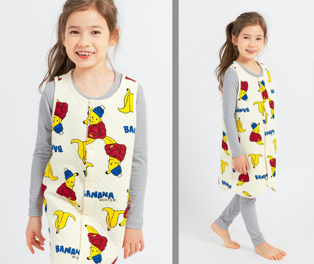 韓國 Mellisse - 韓製鋪棉保暖防踢被-毛毯香蕉