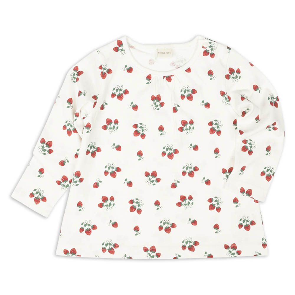 長袖T恤--滿版印花-粉紅色