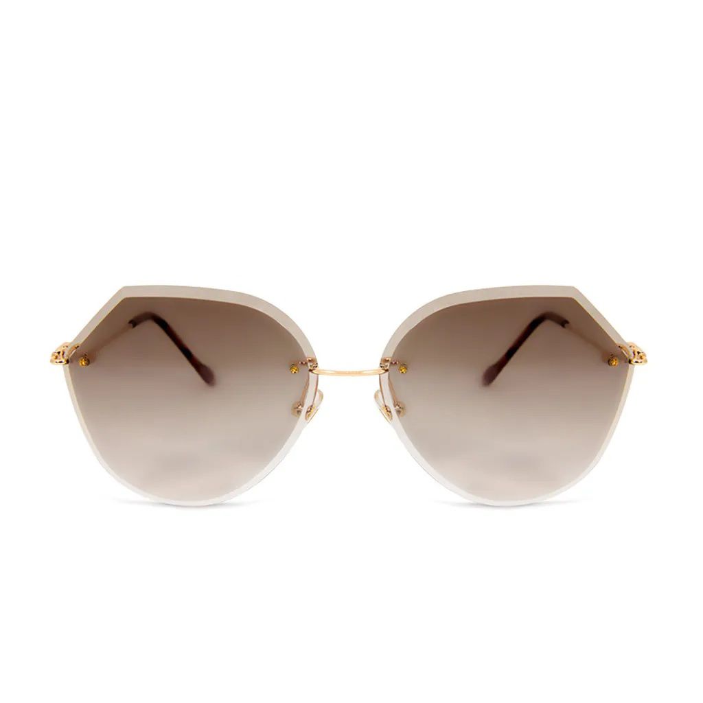 ALEGANT - 幾何淺棕漸層無框墨鏡│UV400太陽眼鏡