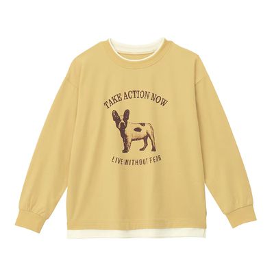 日本千趣會 - GITA 100%棉層次印花長袖上衣-狗狗-芥黃