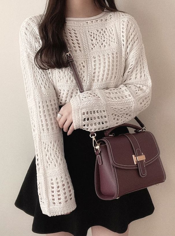 日本 GRL - 春日輕盈雕花鉤針上衣/罩衫 (F)