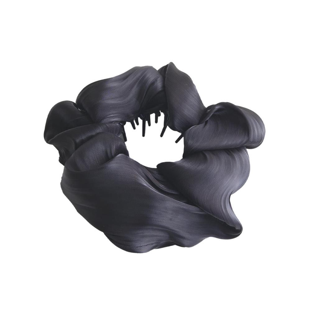 [日雜推薦] 不用綁！優雅光澤大腸圈髮環-波浪壓紋-時尚黑