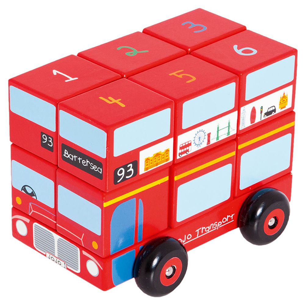 英國 JoJo Maman BeBe - 五感玩具_實木玩具_疊疊車-雙層巴士