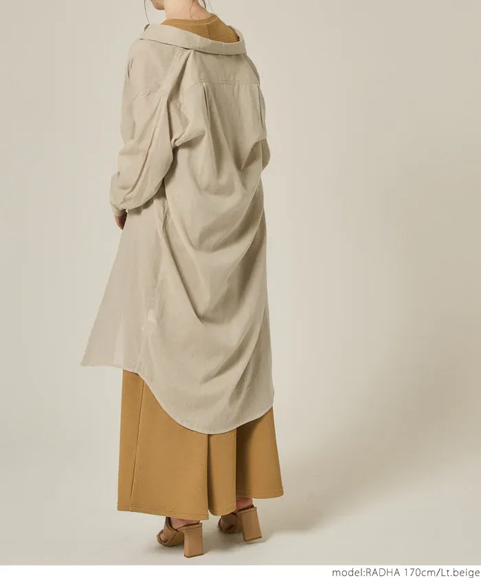 日本 COCA - 純棉透感長版薄外套-軍綠