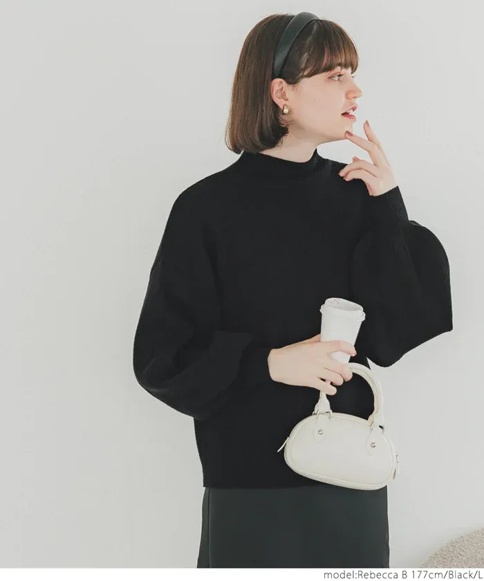 日本 COCA - 舒適修身立領羅紋毛衣-淺粉