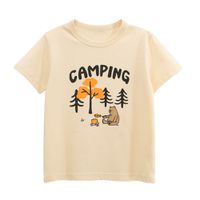 27KIDS - 純棉短袖上衣-CAMPING-米杏