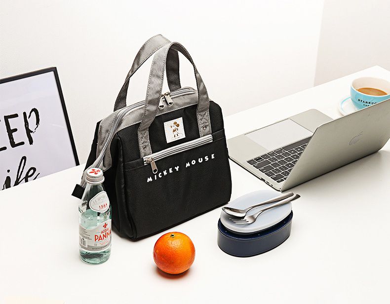 保溫便當袋-卡通字母米奇-黑色