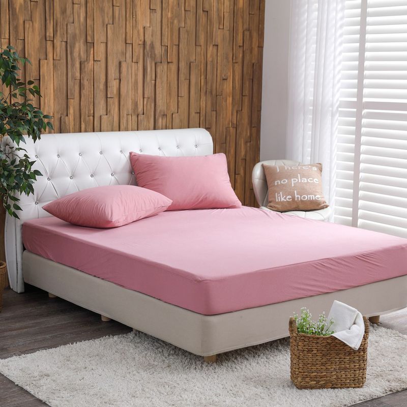 鴻宇HONGYEW - 竹棉針織防螨防水床包式保潔墊-粉 (單人尺寸)