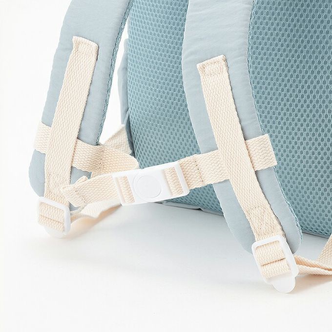 日本 petit main - 夢幻荷葉邊刺繡後背包／書包-靛藍-F (30x20x10cm)