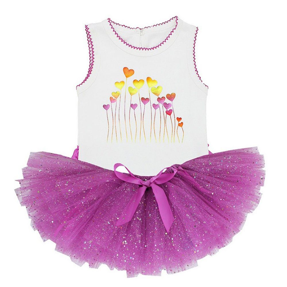 美國 RuffleButts - 小紗裙套裝-神秘紫小紗裙+繽紛彩心包屁衣 (12-18M)