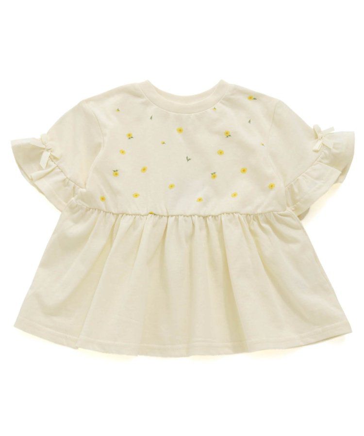 日本 apres les cours - 清新小白花蝴蝶結短袖上衣-水藍