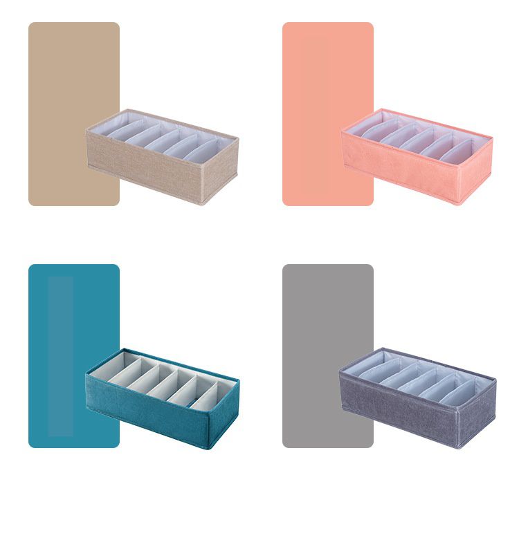 布藝衣服分隔收納盒-灰色 (6格)