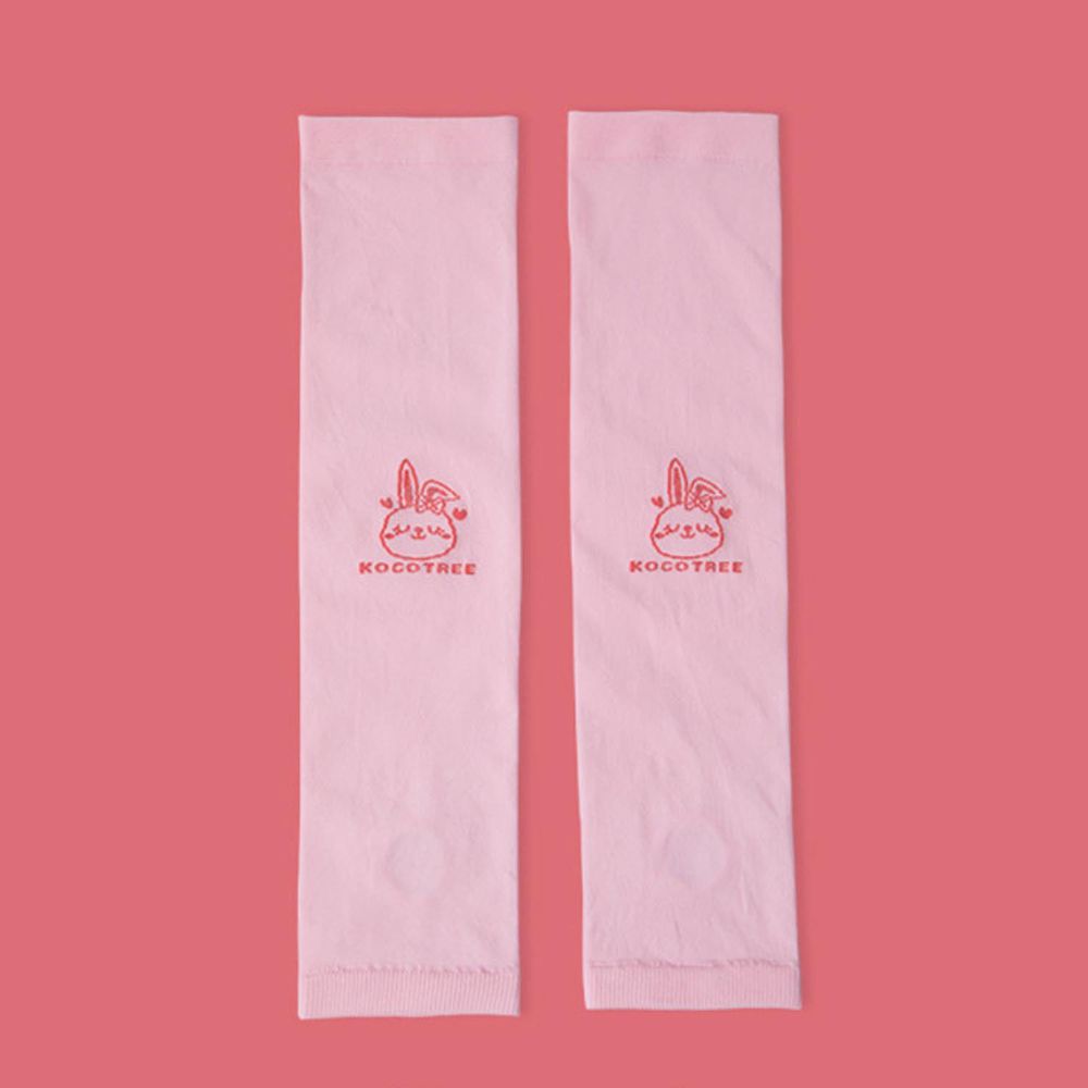 冰絲防曬兒童袖套-小兔-粉色 (長32cm)