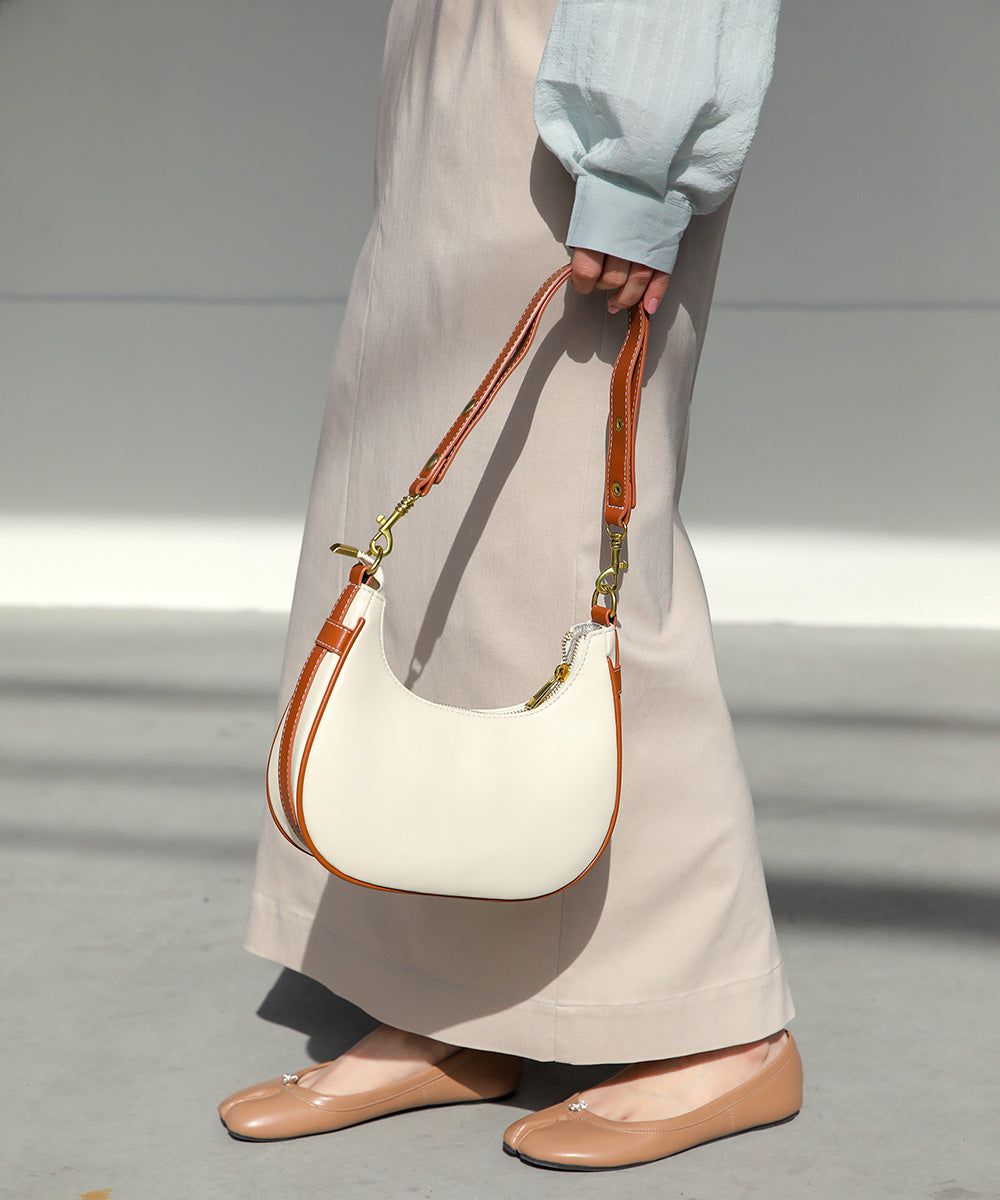 日本 Bab - 時尚皮革滾邊腋下包-黑