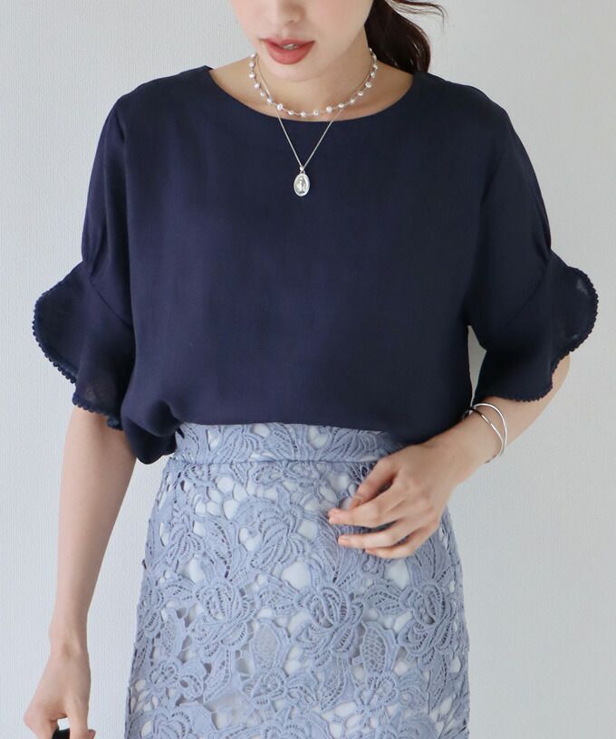 日本 BLUE EAST - 棉麻透氣涼爽短袖上衣-米杏