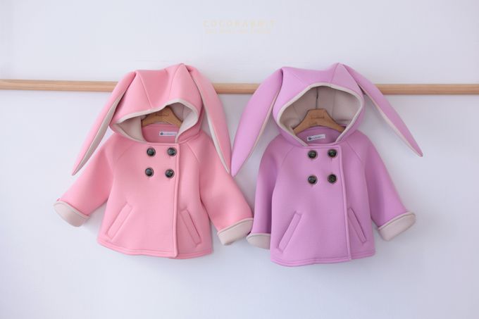 韓國 Coco rabbit - 立體兔耳裝飾連帽外套-紫