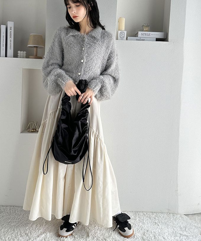 日本 Classical Elf - mily bilet 時尚絲絨皺摺肩背包-神秘黑