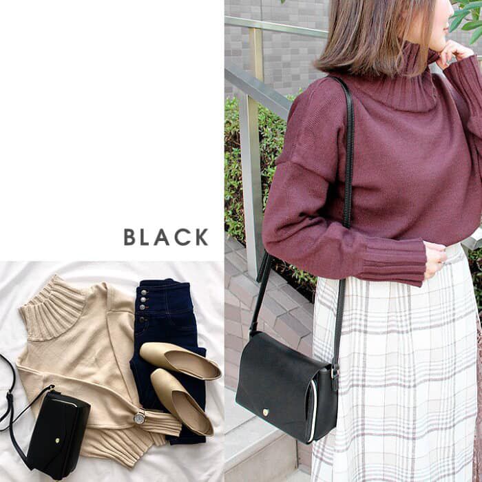 日本 Legato Largo - 輕量PU時尚皮革錢夾包-BK黑色 (23x14x8.5cm 肩背約95~129cm)