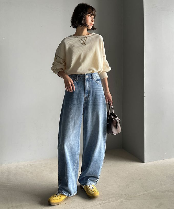 日本 Classical Elf - 俐落百搭刷色感彎月弧型丹寧褲-黑