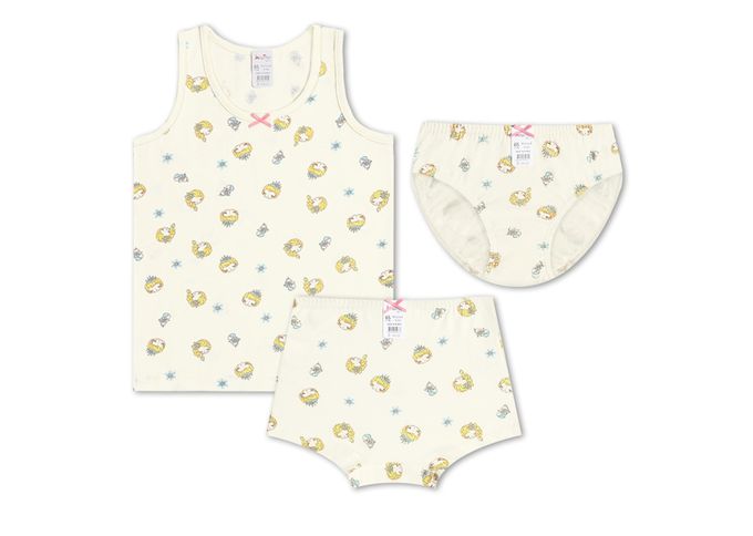 韓國 Mellisse - 韓製棉混紡四角褲(女寶)-冰雪公主-淺黃