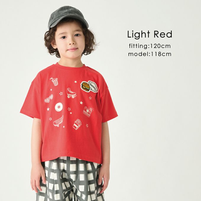 日本 evercloset - 100%棉 漢堡貼布短袖上衣-白