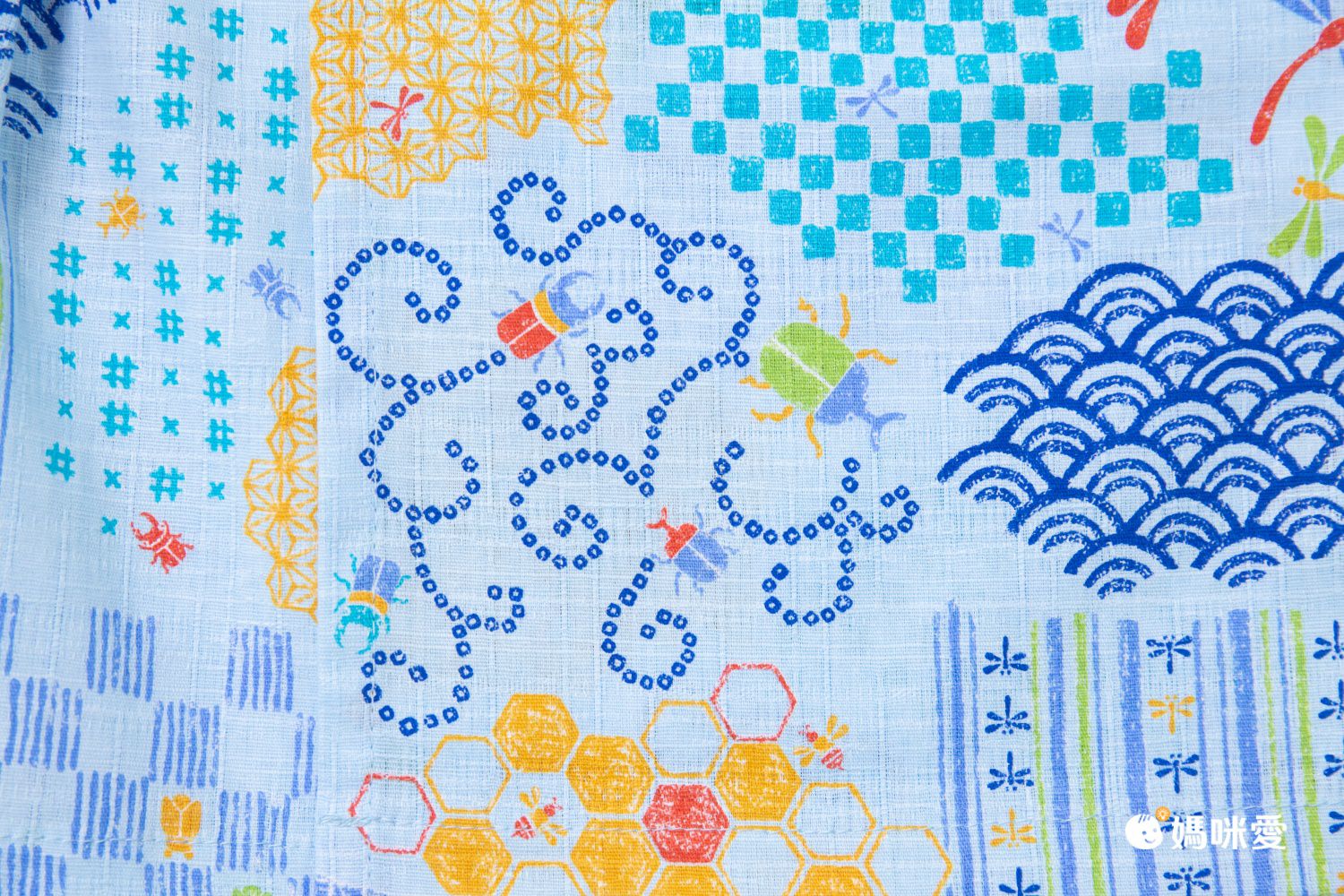 akachan honpo - 兩件式甚平-幾何圖案-藍色